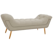 Calçadeira Estofada Veneza 160 cm Queen Size Suede Bege - Amarena Moveis