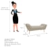 Calçadeira Estofada Veneza 160 cm Queen Size Suede Bege - Amarena Moveis