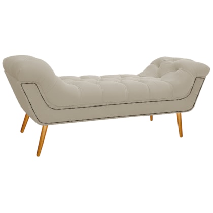 Calçadeira Estofada Veneza 195 cm King Size Suede Bege - Amarena Moveis