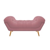 Calçadeira Estofada Veneza 195 cm King Size Suede Rosa Bebê - Amarena Moveis