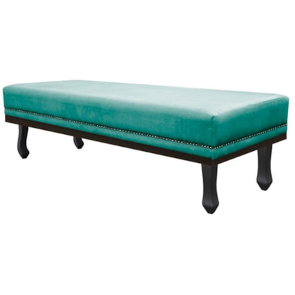 Calçadeira King Orlando P02 195 cm para cama Box Suede Azul Tiffany - Amarena Móveis