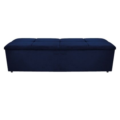 Calçadeira Munique 140 cm Casal Suede Azul Marinho AM Decor