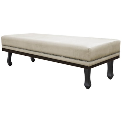 Calçadeira Queen Orlando P02 160 cm para cama Box Linho Bege - Amarena Móveis