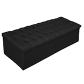 Calçadeira Recamier Estofada Baú Mel Capitonê 140 cm Suede Preto Quarto - AM Decor