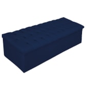 Calçadeira Recamier Estofada Baú Mel Capitonê 160 cm Suede Azul Marinho Quarto - AM Decor