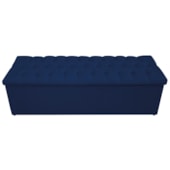 Calçadeira Recamier Estofada Baú Mel Capitonê 160 cm Suede Azul Marinho Quarto - AM Decor