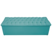 Calçadeira Recamier Estofada Baú Mel Capitonê 160 cm Suede Azul Turquesa Quarto - AM Decor