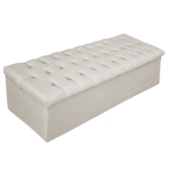 Calçadeira Recamier Estofada Baú Mel Capitonê 160 cm Suede Bege Quarto - AM Decor