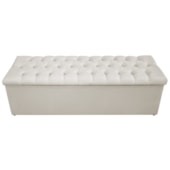 Calçadeira Recamier Estofada Baú Mel Capitonê 160 cm Suede Bege Quarto - AM Decor