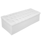 Calçadeira Recamier Estofada Baú Mel Capitonê 160 cm Suede Branco Quarto - AM Decor