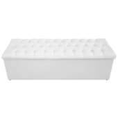 Calçadeira Recamier Estofada Baú Mel Capitonê 160 cm Suede Branco Quarto - AM Decor