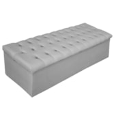 Calçadeira Recamier Estofada Baú Mel Capitonê 160 cm Suede Cinza Quarto - AM Decor