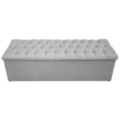 Calçadeira Recamier Estofada Baú Mel Capitonê 160 cm Suede Cinza Quarto - AM Decor