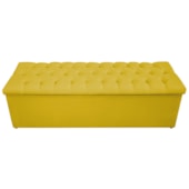 Calçadeira Recamier Estofada Baú Mel Capitonê 195 cm Suede Amarelo Quarto - AM Decor