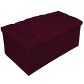 Calçadeira Recamier Estofada Baú Mel Capitonê 90 cm Suede Bordô Quarto - AM Decor