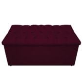 Calçadeira Recamier Estofada Baú Mel Capitonê 90 cm Suede Bordô Quarto - AM Decor
