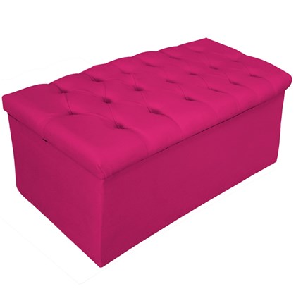 Calçadeira Recamier Estofada Baú Mel Capitonê 90 cm Suede Pink Quarto - AM Decor