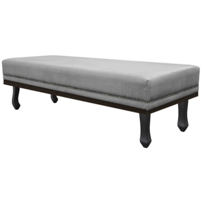 Calçadeira Solteiro Orlando P02 90 cm para cama Box Suede Cinza - Amarena Móveis