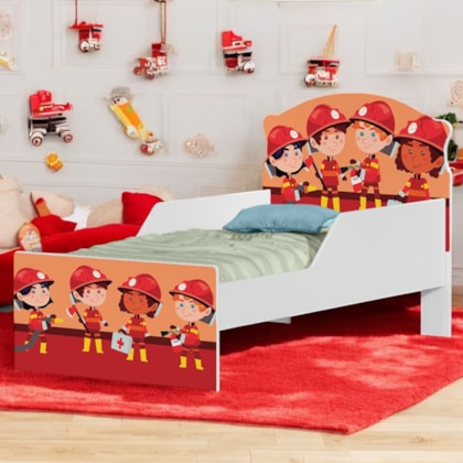 Cama Infantil Bombeiros com Proteção Lateral 153cm x 79cm KMCB