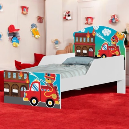 Cama Infantil Quartel do Fogo com Proteção Lateral 153cm x 79cm KMCB