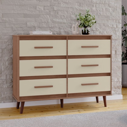 Cômoda Girassol 6 Gavetas MB1 Savana\Off White