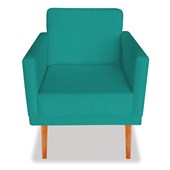 Conj. Sofá Recamier Namoradeira Mia mais Poltrona Cadeira Decorativa Corano Azul Turquesa para Consultório Sala de Estar Recepção Quarto - AM Decor