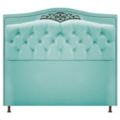 Conjunto Cabeceira Estofado Yasmim + Recamier Baú Yasmim 195 Cm Para Cama Box King Size Quarto Suede Azul Tiffany - Amarena