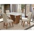Conjunto Mesa de Jantar Safira com 04 Cadeiras Agata 135cm Cedro/Branco Off/Bege - Amarena Móveis