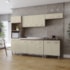 Cozinha Íris Completa com Balcão Rosa e Cooktop 4 Bocas MB1 300cm Savana\Off White Puxador Cromado