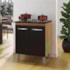 Cozinha Íris Completa com Balcão Rosa e Cooktop 5 Bocas MB1 300cm Savana\Preto Puxador Cromado
