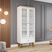 Cristaleira 2 Portas com 1 Gaveta Clarice H01 Branco/Nature- Amarena Móveis Cristaleira 2 Portas com 1 Gaveta Clarice H01 Branco/Nature- Amarena Móveis