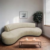 Divã Recamier Celeste Curvo Sala Estar Luxo 160cm Bouclé Bege