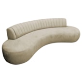 Divã Recamier Celeste Curvo Sala Estar Luxo 160cm Bouclé Bege