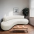 Divã Recamier Celeste Curvo Sala Estar Luxo 160cm Bouclé Branco