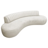 Divã Recamier Celeste Curvo Sala Estar Luxo 160cm Bouclé Branco