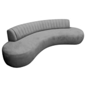 Divã Recamier Celeste Curvo Sala Estar Luxo 160cm Bouclé Cinza