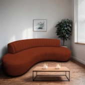 Divã Recamier Celeste Curvo Sala Estar Luxo 160cm Bouclé Terracota