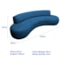 Divã Recamier Celeste Curvo Sala Estar Luxo 160cm Linho Azul Royal