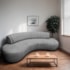Divã Recamier Celeste Curvo Sala Estar Luxo 160cm Linho Cinza Claro
