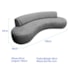 Divã Recamier Celeste Curvo Sala Estar Luxo 160cm Linho Cinza Claro