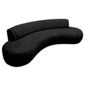Divã Recamier Celeste Curvo Sala Estar Luxo 160cm Linho Preto