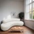 Divã Recamier Celeste Curvo Sala Estar Luxo 180cm Bouclé Branco
