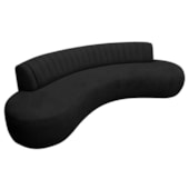 Divã Recamier Celeste Curvo Sala Estar Luxo 180cm Bouclé Preto