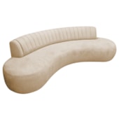 Divã Recamier Celeste Curvo Sala Estar Luxo 180cm Linho Bege