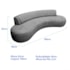 Divã Recamier Celeste Curvo Sala Estar Luxo 180cm Linho Cinza Claro