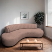 Divã Recamier Celeste Curvo Sala Estar Luxo 180cm Linho Rosê