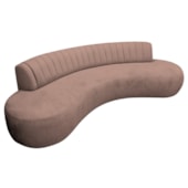 Divã Recamier Celeste Curvo Sala Estar Luxo 180cm Linho Rosê