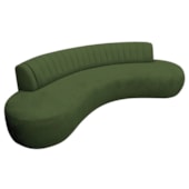 Divã Recamier Celeste Curvo Sala Estar Luxo 180cm Linho Verde