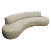 Divã Recamier Celeste Curvo Sala Estar Luxo 200cm Bouclé Bege