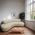 Divã Recamier Celeste Curvo Sala Estar Luxo 200cm Bouclé Bege